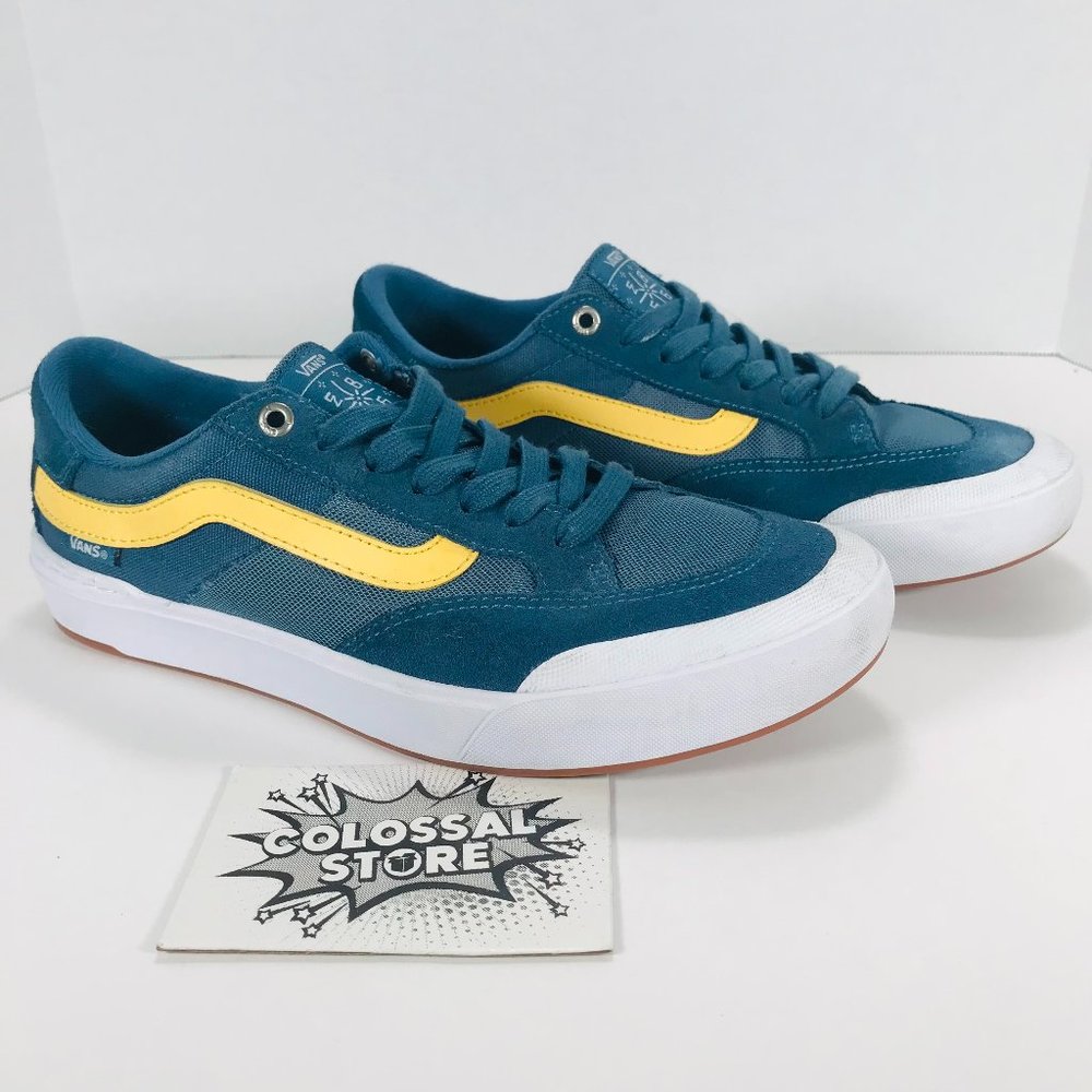 Vans Berle Pro Signature Skateboard Shoes Pro Suede Blue Yellow, Size 9 / 7.5